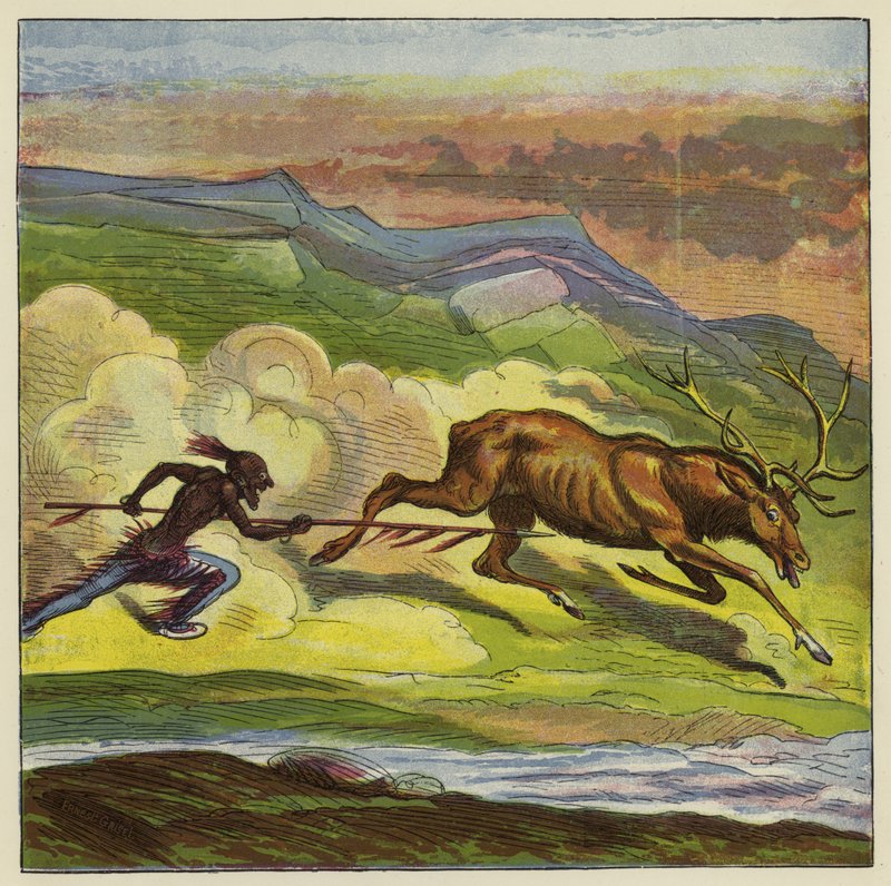 Indien américain chassant un cerf - Ernest Henry Griset