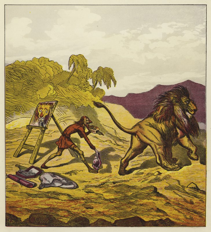Le lion quittant John Bold - Ernest Henry Griset