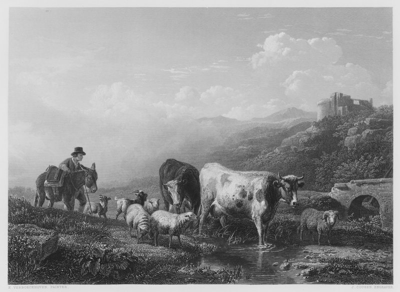 Passer le ruisseau - Eugene Joseph Verboeckhoven