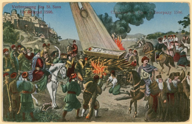 Les Turcs ottomans brûlant les restes de Saint Sava en punition d