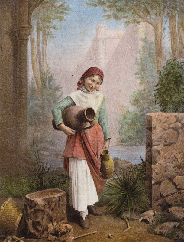 Jeune fille italienne collectant de l