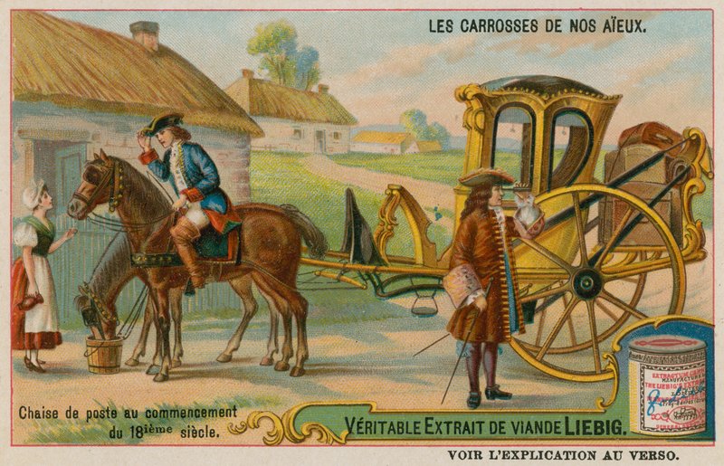 Chaise commençant un voyage au XVIIIe siècle - European School