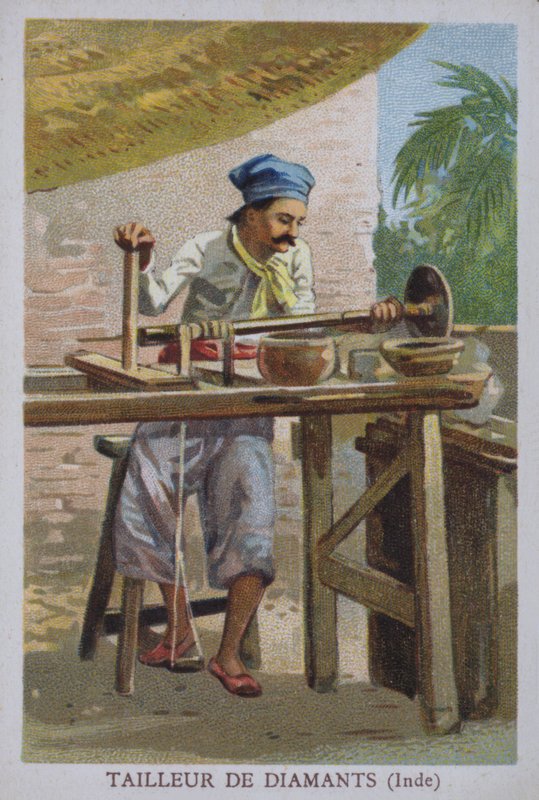 Tailleur de diamants indien (lithographie en couleur) - European School