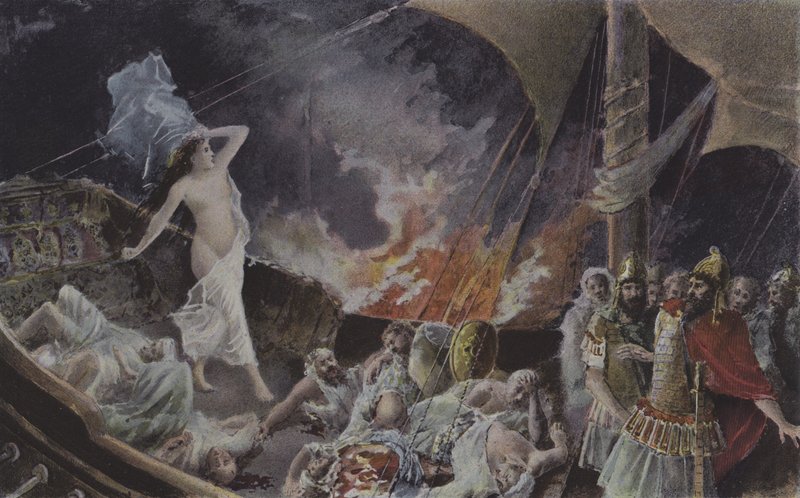 Irène (lithographie en couleur) - European School