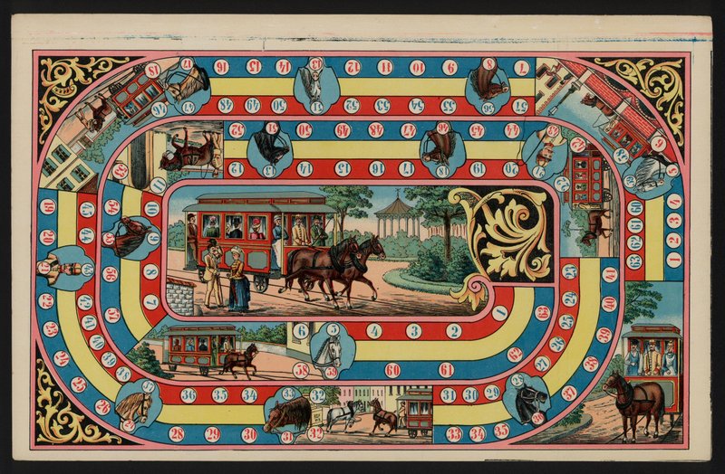 Jeu de Tramway (lithographie en couleur) - European School