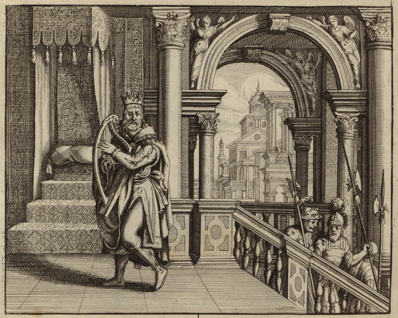 Le roi David jouant de la harpe - European School