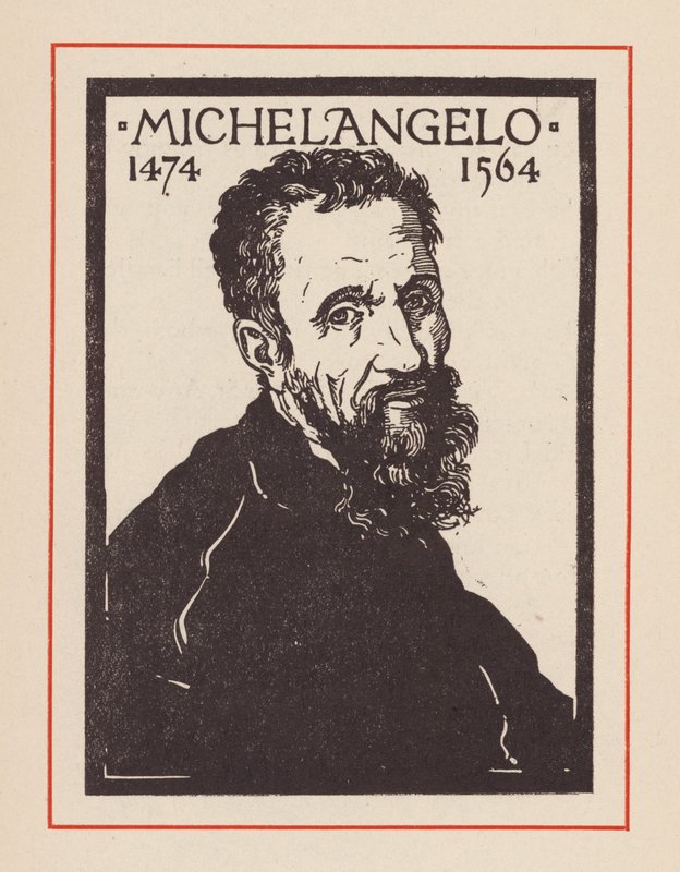Michel-Ange, artiste et architecte italien de la Renaissance (lithographie) - European School
