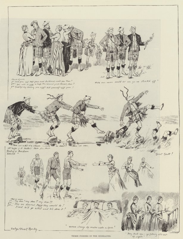 Trois pêcheurs dans les Highlands - Evelyn Stuart Hardy