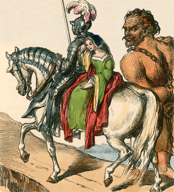 Sir Bevis et Josyan menant Ascapart - F. Tayler