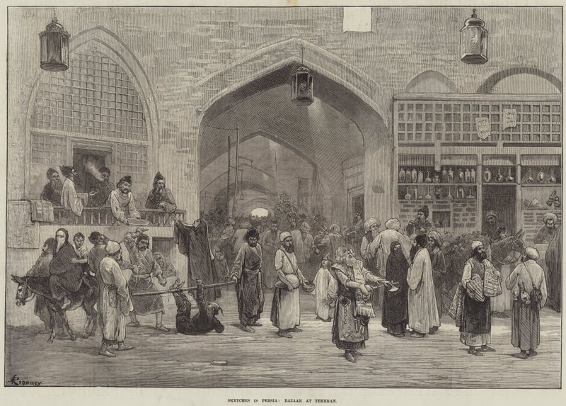 Croquis en Perse, Bazar à Téhéran - Felix Regamey
