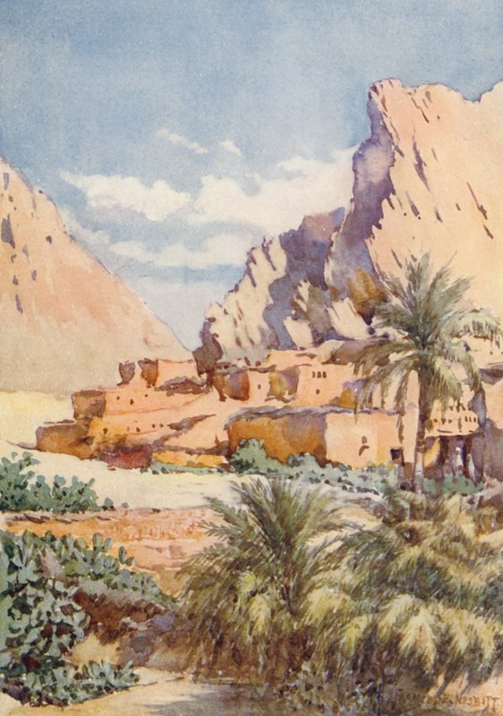 Le Village Rouge, El Kantara (lithographie en couleur) - Frances Nesbitt