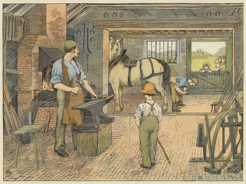 Forgeron (lithographie couleur) - Francis Donkin Bedford