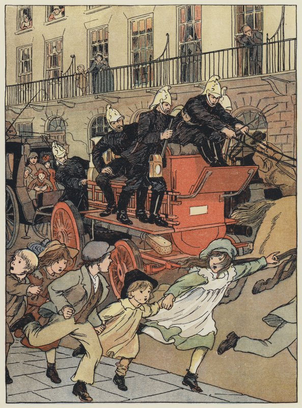Londres : Une machine à feu (lithographie couleur) - Francis Donkin Bedford