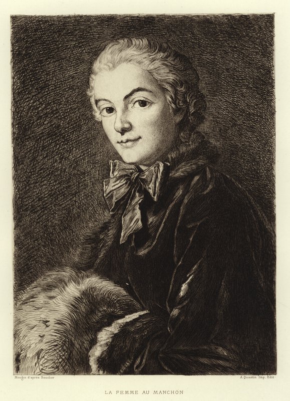 La Femme au Manchon (gravure) - Francois (after) Boucher