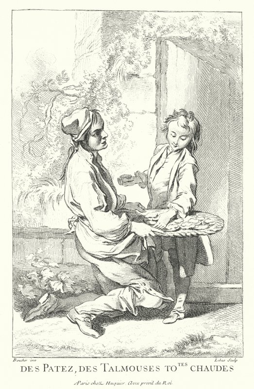 Vendeur de pâtisseries (gravure) - Francois (after) Boucher
