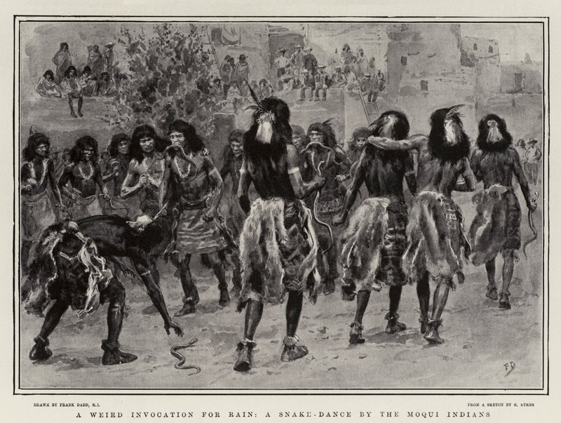 Une invocation étrange pour la pluie, une danse du serpent par les Indiens Moqui - Frank Dadd
