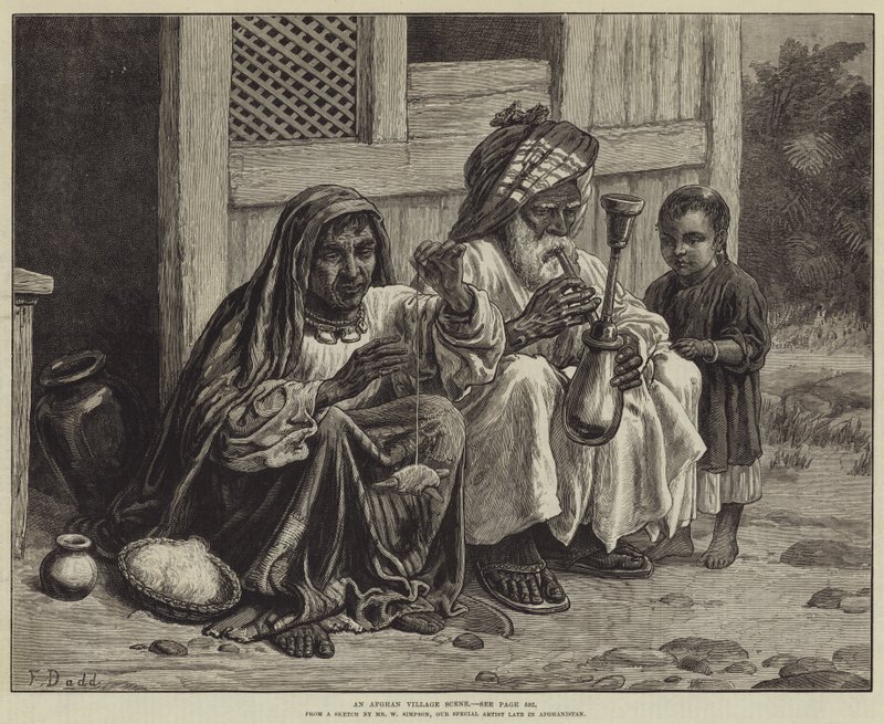 Scène de village afghan - Frank Dadd