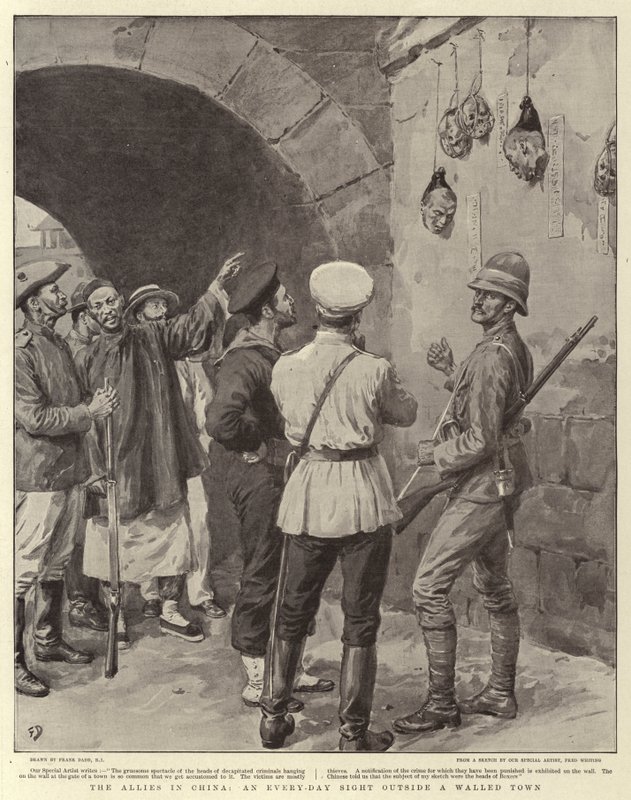 Les Alliés en Chine, une vue quotidienne devant une ville fortifiée - Frank Dadd