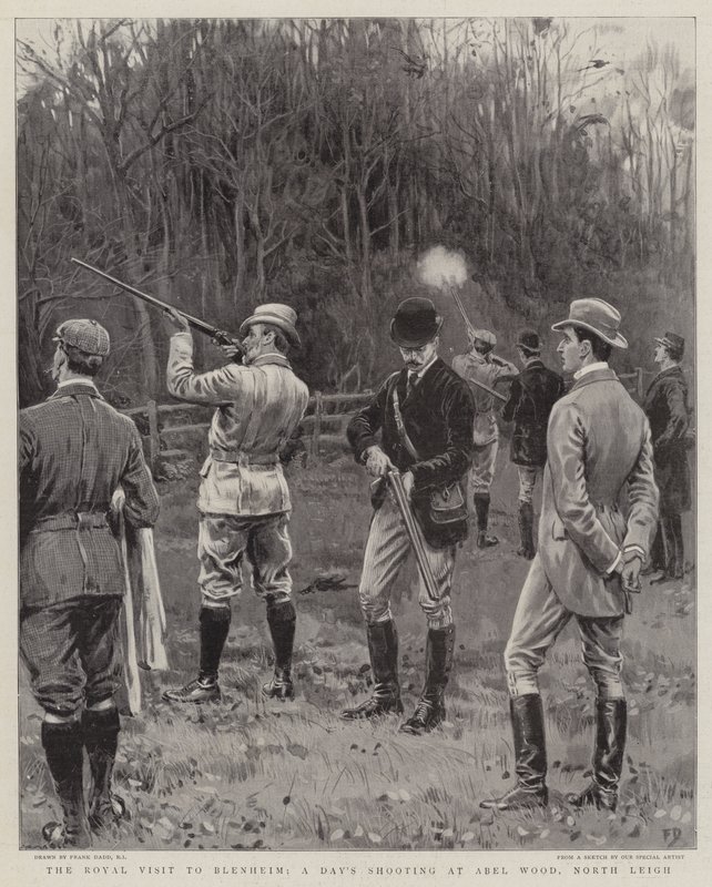 La visite royale à Blenheim, une journée de chasse à Abel Wood, North Leigh - Frank Dadd
