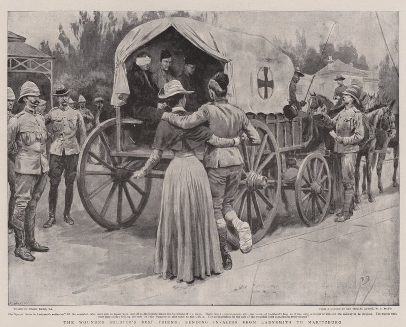 Le meilleur ami du soldat blessé, envoyant des invalides de Ladysmith à Maritzburg - Frank Dadd