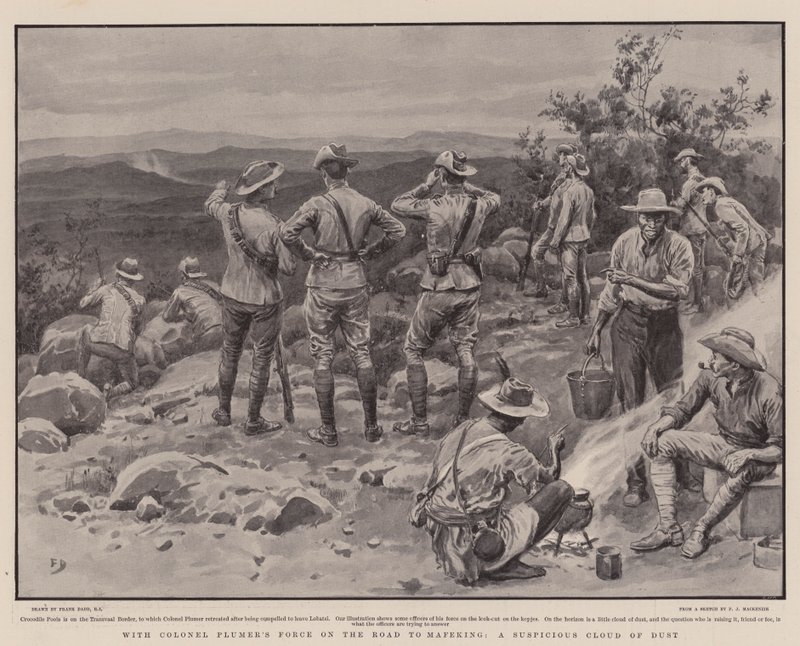 Avec la force du colonel Plumer sur la route de Mafeking, un nuage de poussière suspect - Frank Dadd