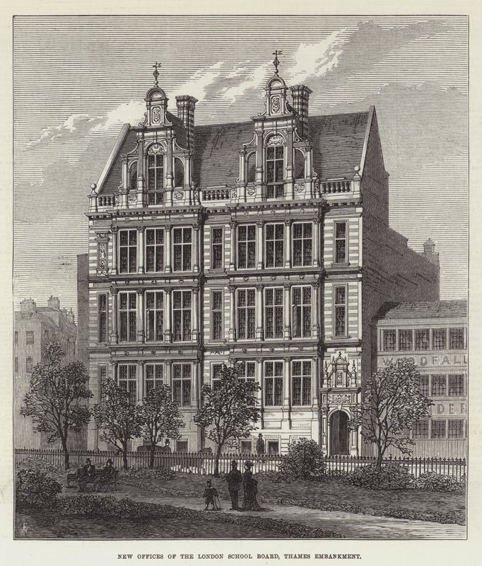 Nouveaux bureaux du London School Board, Thames Embankment - Frank Watkins