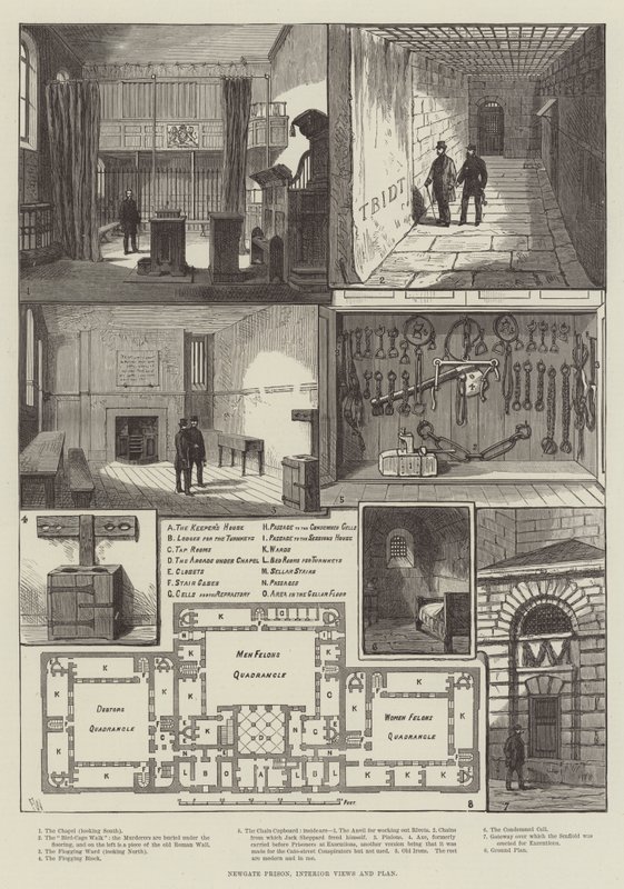 Prison de Newgate, vues intérieures et plan - Frank Watkins