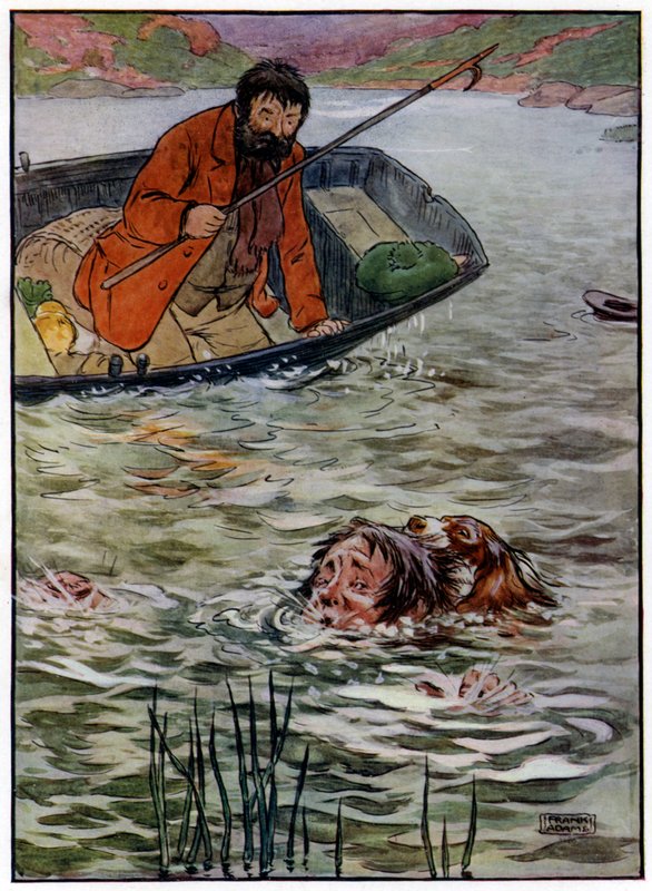 Trois joyeux pêcheurs (lithographie en couleur) - Frank Adams