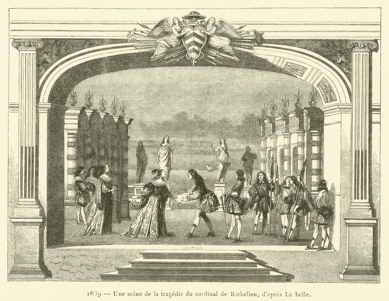 1639, Une scène de la tragédie du cardinal de Richelieu - French School