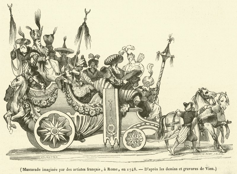 Mascarade imaginée par des artistes français, à Rome, en 1748 - French School