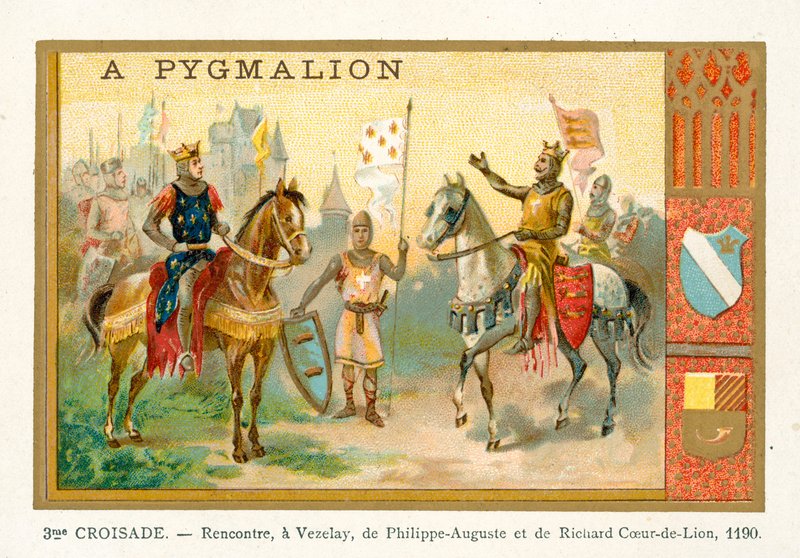 Rencontre de Philippe Auguste et Richard Cœur de Lion à Vézelay, 3e croisade, 1190 - French School