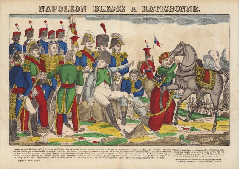 Napoléon blessé à Ratisbonne - French School