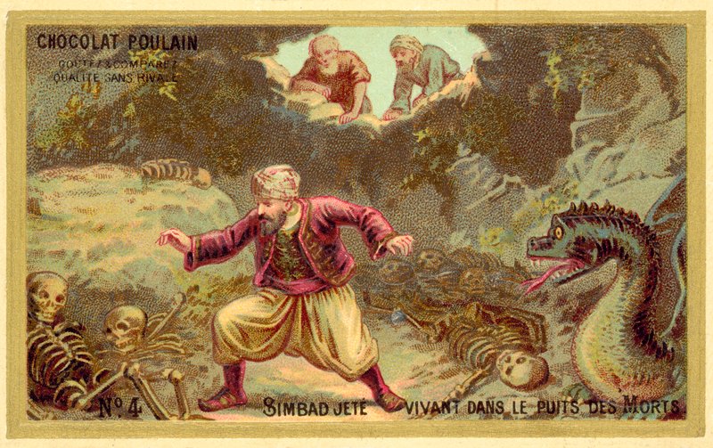 Sinbad est jeté vivant dans les fosses des morts - French School