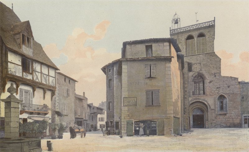 Courpière, Église, façade O, et Place - French Photographer