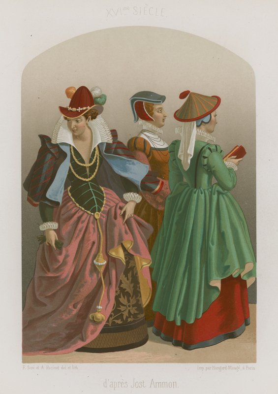 Un groupe de femmes bien habillées - French School