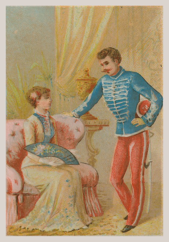 Un soldat et une dame - French School