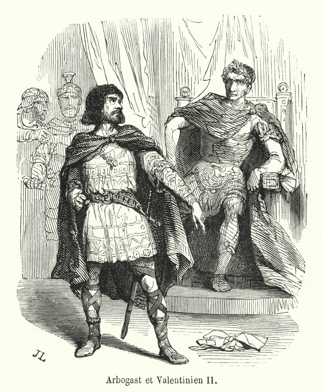 Arbogast et Valentinien II (gravure) - French School