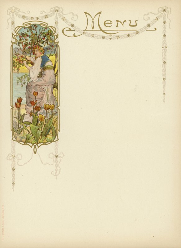 Design Art Nouveau pour un menu - French School