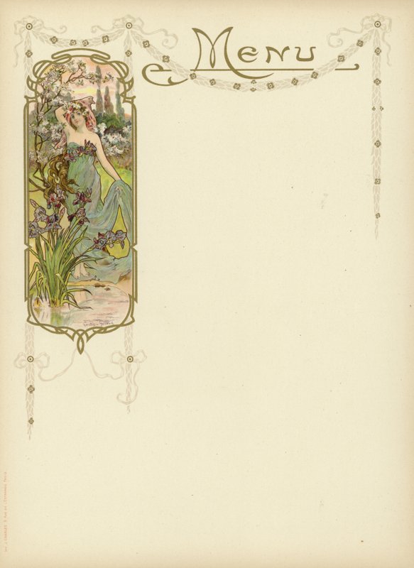 Design Art Nouveau pour un menu - French School