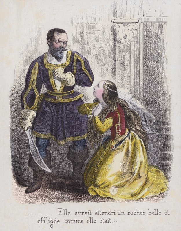 Barbe Bleue (gravure en couleur) - French School