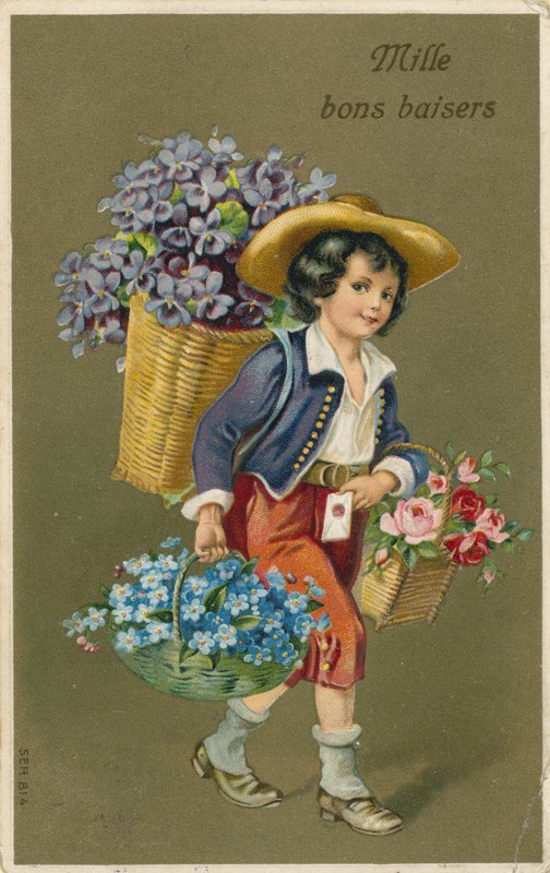 Garçon portant des fleurs - French School