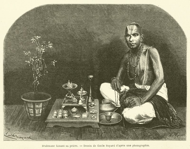 Brahmane faisant sa priere - French School