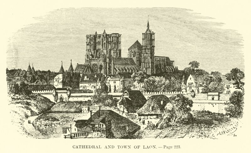 Cathédrale et ville de Laon - French School
