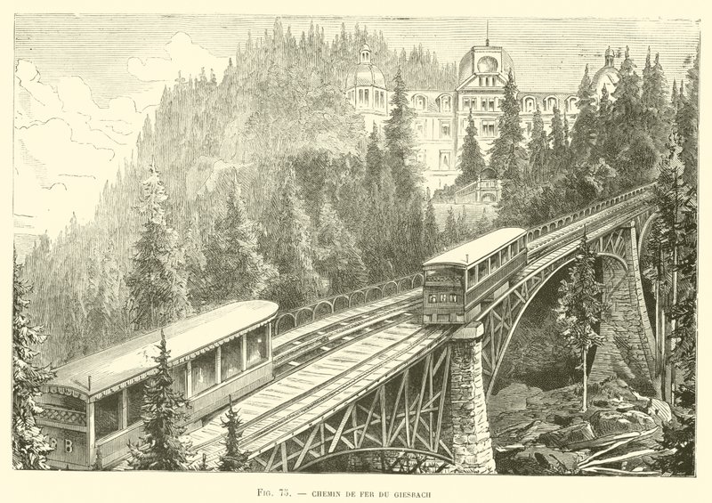 Chemin de fer du Giesbach (gravure) - French School