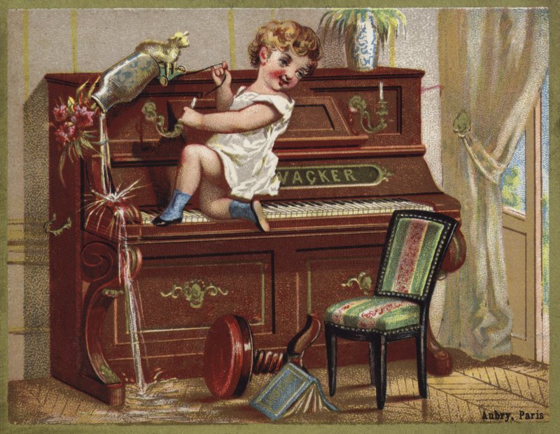 Enfant jouant du piano - French School