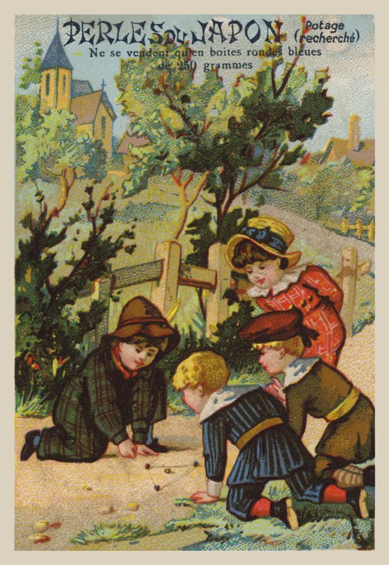 Enfants jouant aux billes - French School