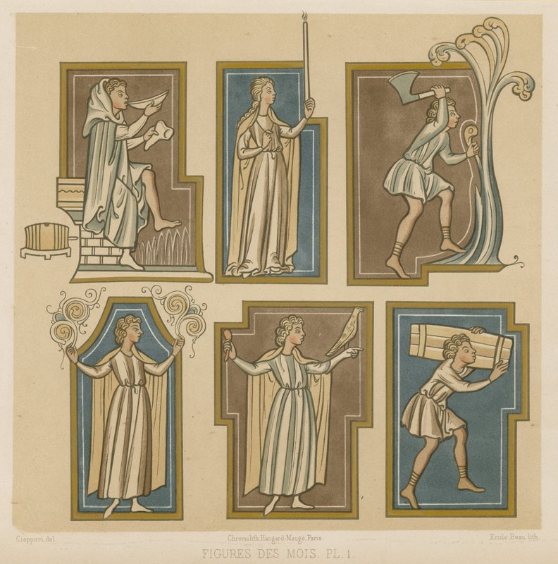Figures représentant les mois - French School