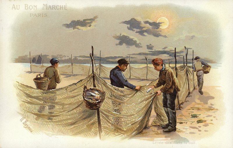 Pêcheurs et filets - French School