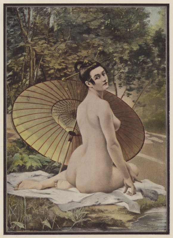 Geisha prenant un bain - French School