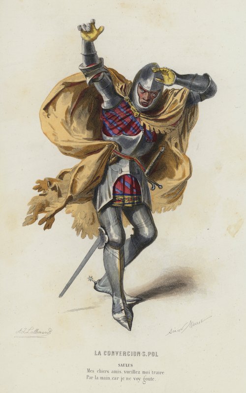 La Conversion de Saint Paul (gravure en couleur) - French School